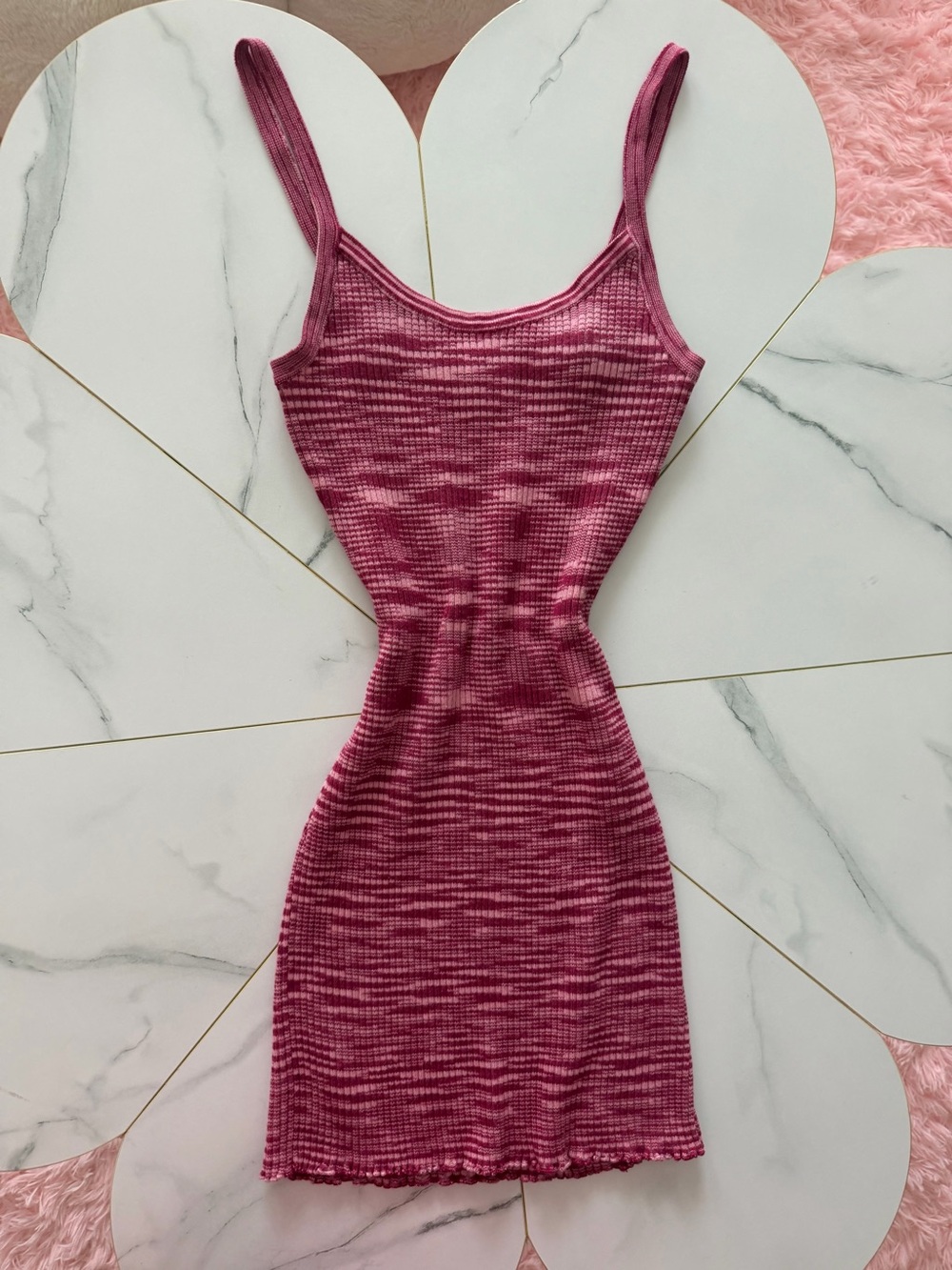 La‎ Hearts Mini Ribbed Tank Dress in Berry/Magenta